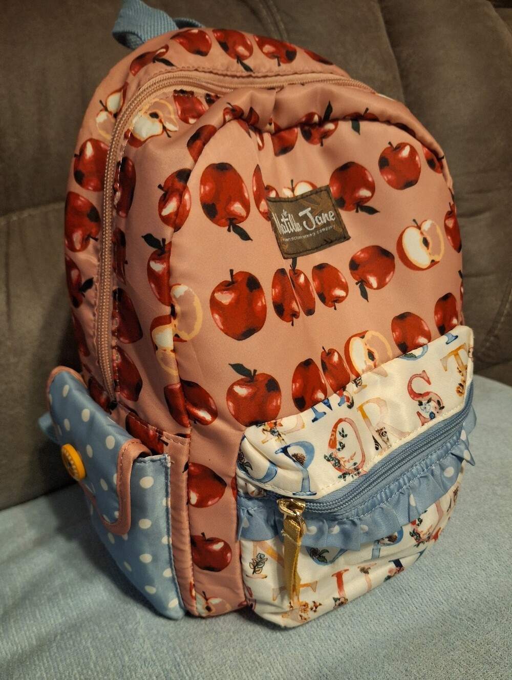 Lulujo Jane Kids Apple Print Pink Backpack